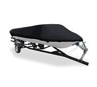 sourcing map 17-19ft 210D Couverture de Bateau remorquable Pêche étanche Forme en V Noir 600x300cm