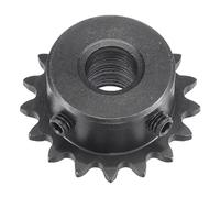 sourcing map 17 Dents Pignon Type B Unique Brin 1/4" Pas, 10mm Alésage Noir Oxyde C45 Carbone Acier avec 2 Ensemble Vis pour ISO 04C