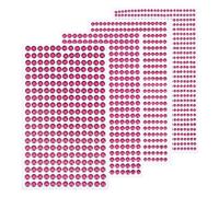 sourcing map 1792 Pièces 4 Feuilles autocollants Strass Rouge Rose 3/4/5/6 mm Strass autocollants pour Décoration DIY Artisanat Visage Ongles Cheveux Maquillage