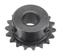 sourcing map 18 Dents Pignon Type B Unique Brin 1/4" Pas, 12mm Alésage Noir Oxyde C45 Carbone Acier avec 2 Ensemble Vis pour ISO 04C