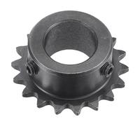 sourcing map 18 Dents Pignon Type B Unique Brin 1/4" Pas, 15mm Alésage Noir Oxyde C45 Carbone Acier avec 2 Ensemble Vis pour ISO 04C