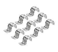 sourcing map 18pcs 16mm Attache Fixer Grillage Rigide Traille Tube Collier Serrage Clip Fixation pour Tuyau Une Trou Sangles R Forme Support Inox Acier