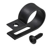 sourcing map 19mm Nylon R Type Câble Clip Fil Pince avec Vis Noir 50Pcs