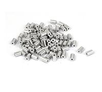 sourcing map 1mm Trou Câble Métallique en Acier, Extrémité d'Arrêt, Manchons Ronds en Aluminium, Ton Argent, 100 pcs