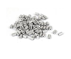 sourcing map 1mm Trou Câble Métallique en Acier, Extrémité d'Arrêt, Manchons Ronds en Aluminium, Ton Argent, 100 pcs