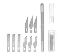 sourcing map 1set (10pcs) Art Artisanat Couteau Set 1pcs Hobby Exacto Couteau & 9pcs 3 Types Lames Rechange pour Album Pochoir DIY Précision Artisanat, Argent Ton