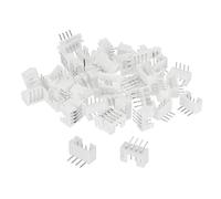 sourcing map 2.0mm Connecteur 4 Broche Mâle Adaptateur Angle Droit Broche en-tête Blanc Prise pour Fil à Planche Connection, 50 Paquet