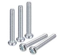 sourcing map #2-56x5/8" Poêle Tête Phillips Machine Vis, 25pcs Zinc Plaqué Carbone Acier Croix Tête Vis Entièrement Filetage Boulons
