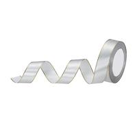 sourcing map 2.5cm 23m Ruban Cadeau Ruban Satin Large avec Bordures Dorées, Ruban en Tissu Gros-Grain pour Emballage Cadeau, Bouquet de Mariage, Argenté