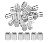 sourcing map 2" 5mm Aluminium Sertissage Boucle Manchon Simple Rond Ferrule pour Fil Corde Câble Ligne Fin, Argent 25pcs