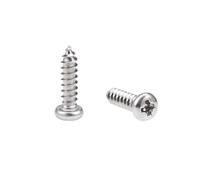 sourcing map 2.6x10mm Auto-taraudage Vis Cruciforme Tête Cylindrique Bombée Vis 316 INOX Acier Fixations Boulons 50Pcs