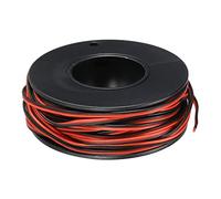 sourcing map 2 Conducteur Parallèle Silicone Câble 30AWG 30 Jauge Rouge Noir Échoué Électrique Câble étamé Cuivre Bobine 10m/33ft pour LED Bande ExTension Câble Cordon, Voiture Modèle