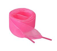 sourcing map 2 paires de lacets plats en fil de neige de 2,5 cm de large lacets transparents pour baskets Rose pétant 130cm/51