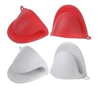 sourcing map 2 paires de mini gants de cuisine en silicone 110 x 85 x 70 mm petits gants résistants à la chaleur pour la cuisine et la pâtisserie, rouge et gris