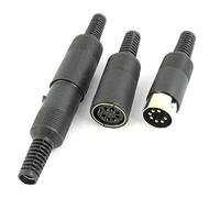 sourcing map 2 Paires Noir boîtier en Plastique 7 Broches Femelle Audio Connecteur DIN mâle