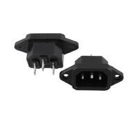 sourcing map 2 Pcs 250V 10A 3 BORNES C14 Prise courant mâle noir adaptateur connecteur