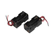sourcing map 2 Pcs 6V Sortie 4 x AA Batterie Double Couche Stockage Boîtier Boîte Support Fils Noir