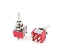 sourcing map 2 Pcs AC 250V/2A 125V/5A 6 BROCHES DPDT 2-Position ON/ON