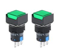 sourcing map 2 Pcs Interrupteur à bouton-poussoir à verrouillage 16mm Vert