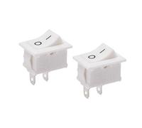 sourcing map 2 Pcs SPST 2 Position On/Off 2Broche Bateau Interrupteur à Bascule AC 250V/6A 125V/10A pour Bateau Ménage Appareils Snap Blanc