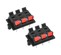 sourcing map 2 Rangée 6 Voie Ressort Haut-Parleur Borne Clip Poussez Relâchez Connecteur Audio Câble Bornes Barrette Bloc Noir Rouge WP6-03 2Pcs