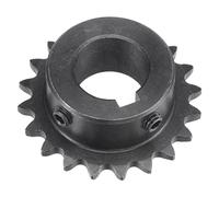 sourcing map 20 Dents Pignon Type B Unique Brin 1/4" Pas, 17mm Alésage Noir Oxyde C45 Carbone Acier, Rainure avec 2 Ensemble Vis pour ISO 04C