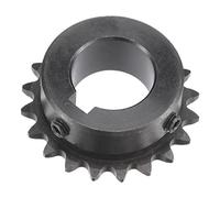 sourcing map 20 Dents Pignon Type B Unique Brin 1/4" Pas, 20mm Alésage Noir Oxyde C45 Carbone Acier, Rainure avec 2 Ensemble Vis pour ISO 04C