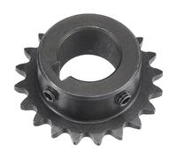 sourcing map 20 Dents Pignon Type B Unique Brin 1/4" Pas Noir Oxyde | C45 Carbone Acier, 18mm Alésage, Rainure avec 2 Ensemble Vis pour ISO 04C