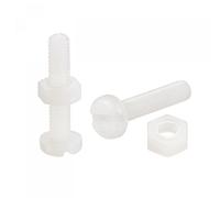 sourcing map 20 Paires Nylon Vis Écrou Assortiment, M4x20mm Fente Tête Cylindrique Vis & M4 Hexagonal Écrous pour Machines, Électronique, Blanc