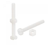 sourcing map 20 Paires Nylon Vis Écrou Assortiment, M4x40mm Fente Tête Cylindrique Vis & M4 Hexagonal Écrous pour Machines, Électronique, Blanc