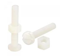 sourcing map 20 Paires Nylon Vis Écrou Assortiment, M5x30mm Fente Tête Cylindrique Vis & M5 Hexagonal Écrous pour Machines, Électronique, Blanc