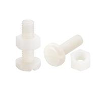 sourcing map 20 Paires Nylon Vis Écrou Assortiment, M6x20mm Fente Tête Cylindrique Vis & M6 Hexagonal Écrous pour Machines, Électronique, Blanc