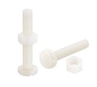 sourcing map 20 Paires Nylon Vis Écrou Assortiment, M6x35mm Fente Tête Cylindrique Vis & M6 Hexagonal Écrous pour Machines, Électronique, Blanc