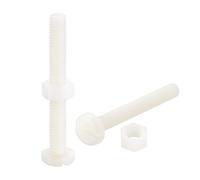 sourcing map 20 Paires Nylon Vis Écrou Assortiment, M6x50mm Fente Tête Cylindrique Vis & M6 Hexagonal Écrous pour Machines, Électronique, Blanc