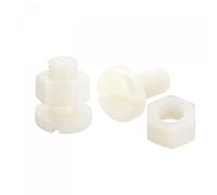 sourcing map 20 Paires Nylon Vis Écrou Assortiment, M8x16mm Fente Tête Cylindrique Vis & M8 Hexagonal Écrous pour Machines, Électronique, Blanc