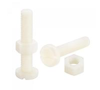 sourcing map 20 Paires Nylon Vis Écrou Assortiment, M8x40mm Fente Tête Cylindrique Vis & M8 Hexagonal Écrous pour Machines, Électronique, Blanc