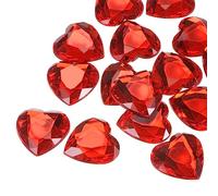 sourcing map 20 pcs Acrylique Cœur Strass 25mm Pierres Précieuses Rouge