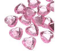 sourcing map 20 pcs Acrylique Cœur Strass 25mm Plat Dos Plastique Pierres Précieuses Bijoux Autocollants pour Saint Valentin Fêtes, Bijoux Fabrication, Carte DIY, Lumière Rose