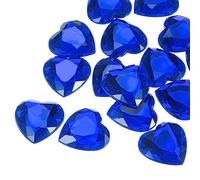 sourcing map 20 pcs Acrylique Cœur Strass 25mm Plat Dos Plastique Pierres Précieuses Bijoux Autocollants pour Saint Valentin Fêtes, Bijoux Fabrication, Carte DIY, Foncé Bleu