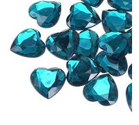 sourcing map 20 pcs Acrylique Cœur Strass 25mm Plat Dos Plastique Pierres Précieuses Bijoux Autocollants pour Saint Valentin Fêtes, Bijoux Fabrication, Carte DIY, Bleu