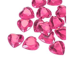 sourcing map 20 pcs Acrylique Cœur Strass 25mm Plat Dos Plastique Pierres Précieuses Bijoux Autocollants pour Saint Valentin Fêtes, Bijoux Fabrication, Carte DIY, Rose Rouge