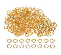 sourcing map 200 Ensemble Couleur Rond Œillets 10mm Trou Métal Œillets avec Rondelles pour Scrapbooking Chaussures Vêtements Cuir Toile, Or Ton