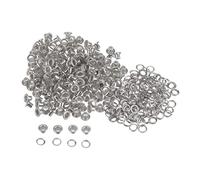 sourcing map 200 Ensembles Œillets en Métal de 3mm ID avec Rondelles, Œillets en Fer pour Chaussures, Vêtements, Ceintures, Étiquettes, Sacs, Tissus, Cuir, Projets Diy, Accessoires, Argent