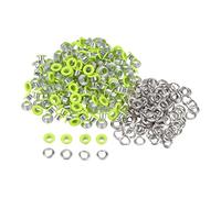sourcing map 200 Ensembles Œillets en Métal de 4mm ID avec Rondelles, Œillets en Fer pour Chaussures, Vêtements, Ceintures, Étiquettes, Sacs, Tissus, Cuir, Projets Diy, Vert Fluorescent