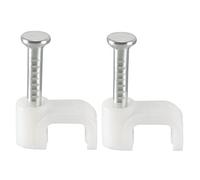 sourcing map 200pcs Câble coaxial électrique Fixation murale Fixation fil Largeur 5mm selle Nylon Blanc