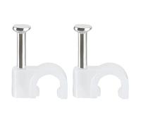 sourcing map 200pcs Câble coaxial électrique Fixation murale Fixation fil Largeur 6mm selle Nylon Blanc