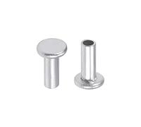 sourcing map 200Pcs M4x10mm Aluminium Tête plate Semi-tubulaire Rivets Argenté