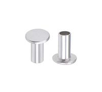 sourcing map 200Pcs M4x8mm Aluminium Tête plate Semi-tubulaire Rivets Argenté