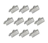 sourcing map 200Pcs Ruban Sertissage Pince Extrémités, 10mm Signet Pincer Cordon Extrémité Fermoirs pour Bricolage Artisanat Fabrication, Argent Blanc