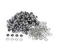 sourcing map 200set Oeillets Trousse Métal Œillets 4.5mm 0.18" Oeillet Outil pour Chuassures Vêtements Ceinture Sac Bricolage Projet, Matte Noir